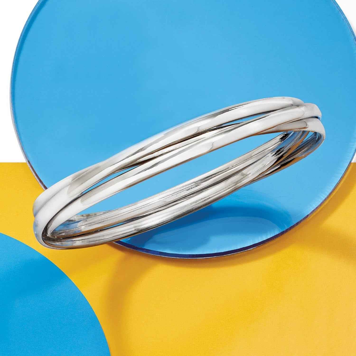 Italian Sterling Silver Rolling Bangle Bracelet. 8.5 Inches