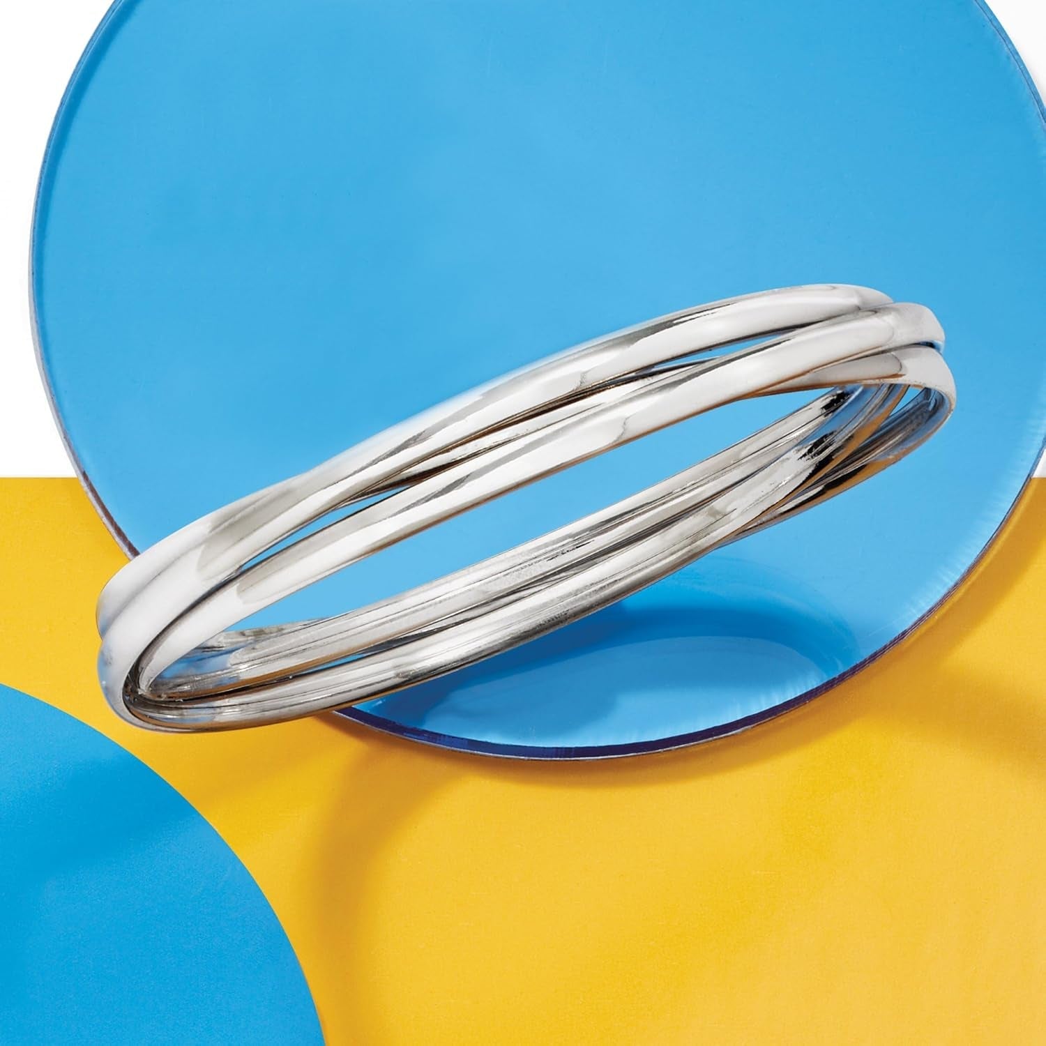 Italian Sterling Silver Rolling Bangle Bracelet. 7.5 Inches
