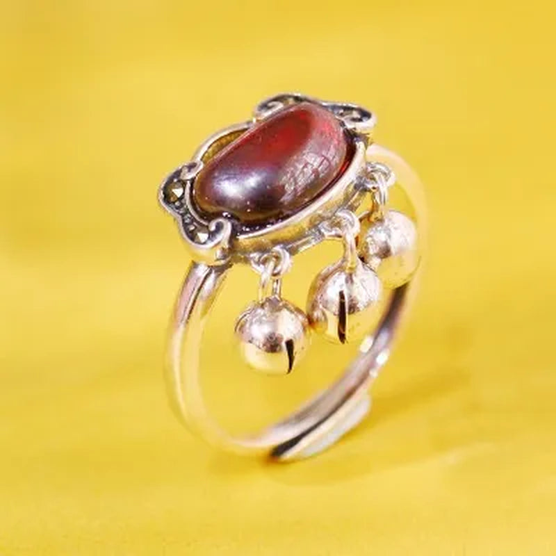 Popular Women'S Fashion 925 Sterling Silver Ring Elegant Retro Ruby Longevity Lock Jewelry Wedding Engagement Party Ring Size 5-11