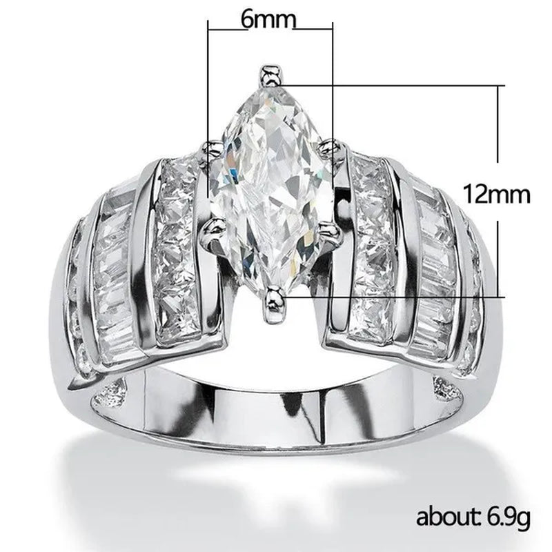 Trendy Claw Setting Marquise Cut Cubic Zircon Ring for Women Engagement Party Jewelry Anniversary Gift