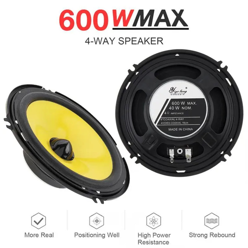 2Pcs 6 Inch 600W Full Range Frequency Car Audio Speaker Modified Heavy Mid-Bass Ultra-Thin Speaker Non-Destructive Installation