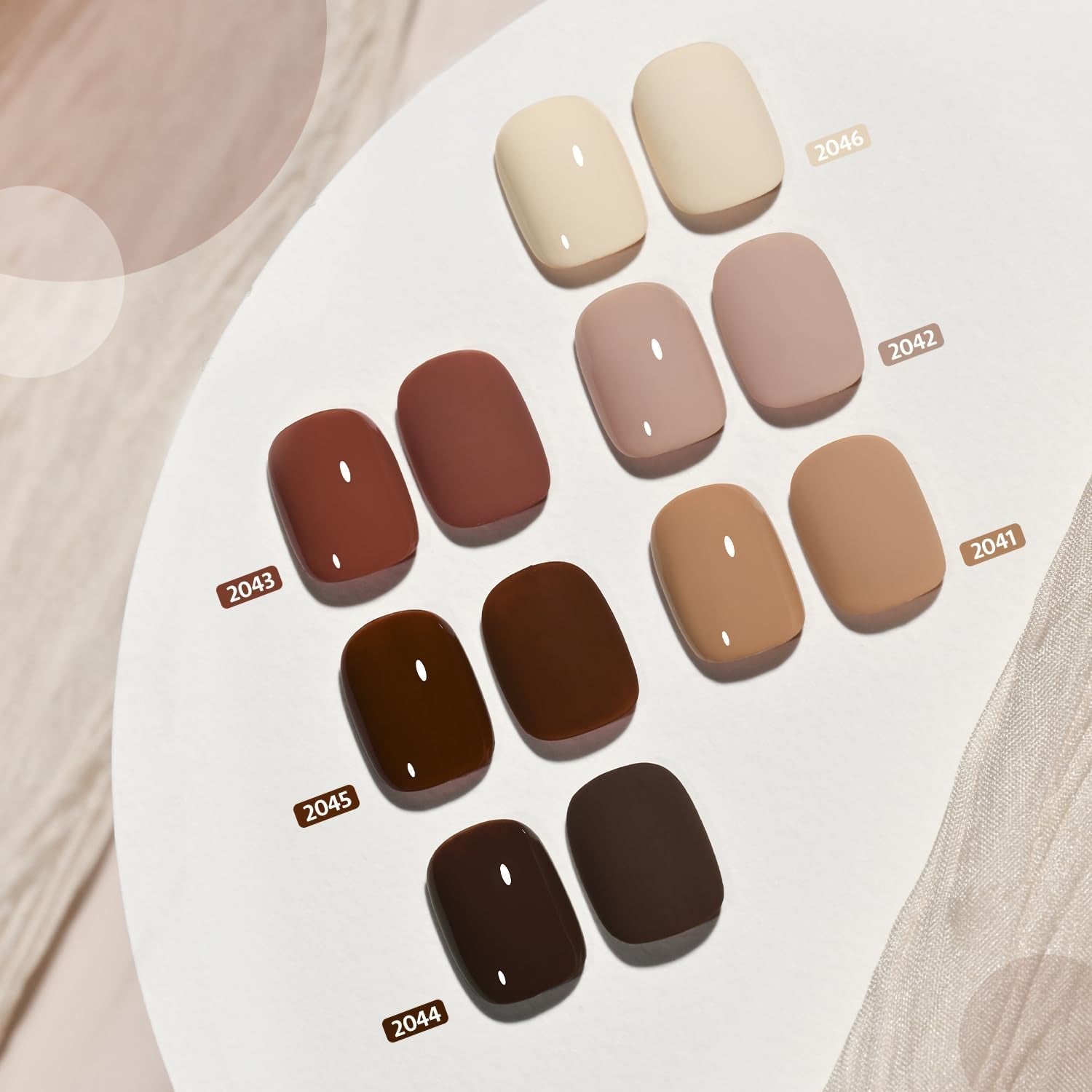 Nude Brown Fall Gel Nail Polish Set, 6 Colors White Beige Dark Tan Taupe Soak off UV Light Cure Gel Polish Kit for Salon and Nail Art DIY at Home