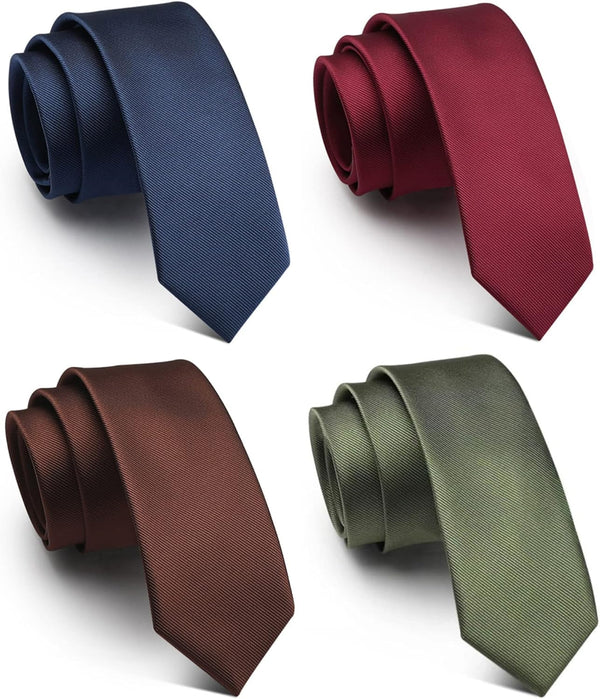 Lot 4 PCS Classic Men'S Skinny Width 2.3" Slim Necktie Solid Color Tie