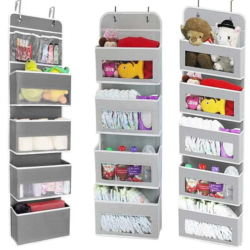 Non-woven Hanging Organizer Fabric Door Wall Hanging Storage Bag Folding Shelf Pocket Closet Hanger Dorm Bath Kitchen Storage 1/2/3/4/5 layers