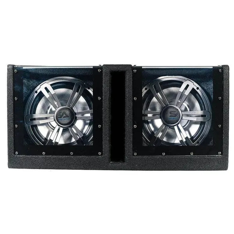 SA-PGSV10LED - Dual 10 Inch Vented 1000 Watt Car Audio Subwoofer Box with LED Lights & Plexiglass Window