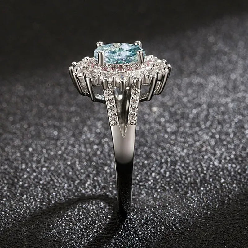 Exquisite Green Cubic Zirconia Ring Female Set with Green Zircon Jewelry