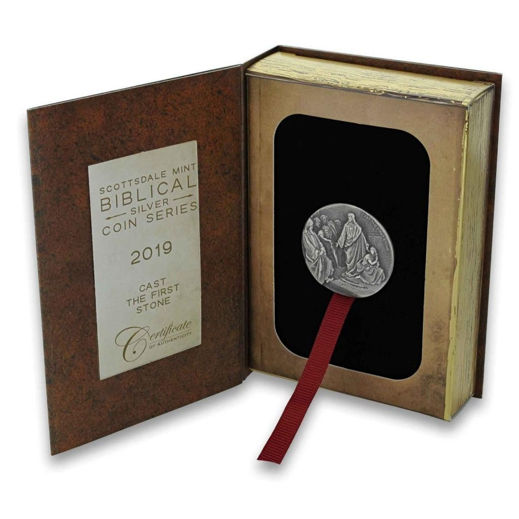 2019 2 Oz .999 Silver Coin - Cast the First Stone - Biblical Coin Series #A493