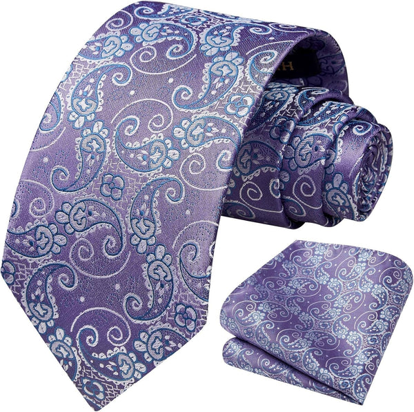 Ties for Men Paisley Tie and Pocket Square Woven Classic Floral Mens Ties Handkerchief Set Wedding Party Necktie