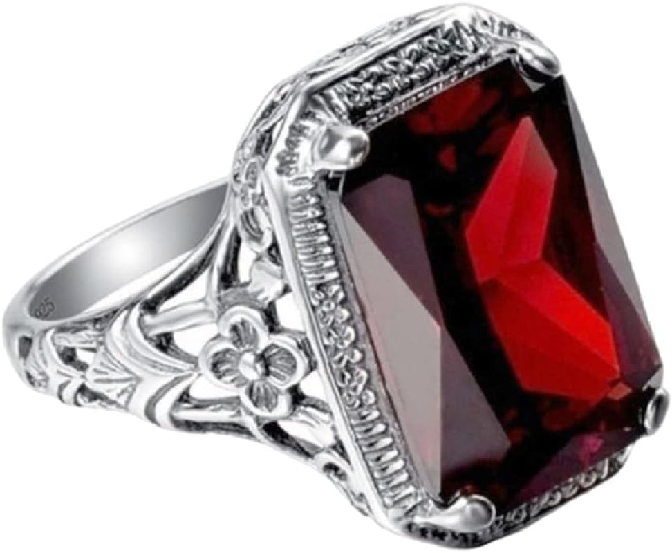 Elegant Huge Natural 3.5Ct Tanzanite 925 Silver Ruby Ring Women Wedding Engagement Size 6-10