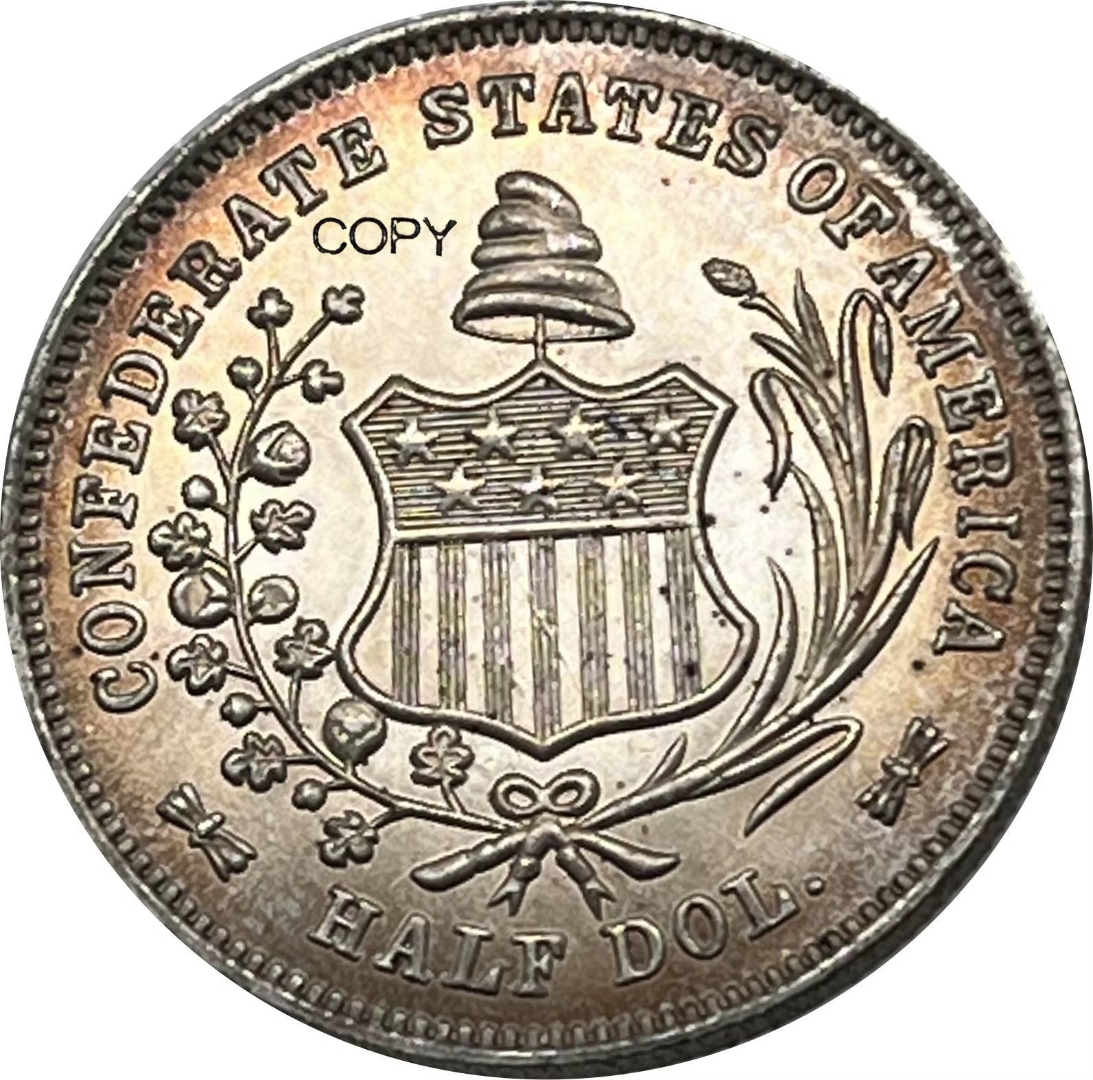 Confederate States of America Us 1861 1/2 Half Dollar Silver Plated Copy Commemorative Coin Ww2 Liberty Moneda Collectible Coins