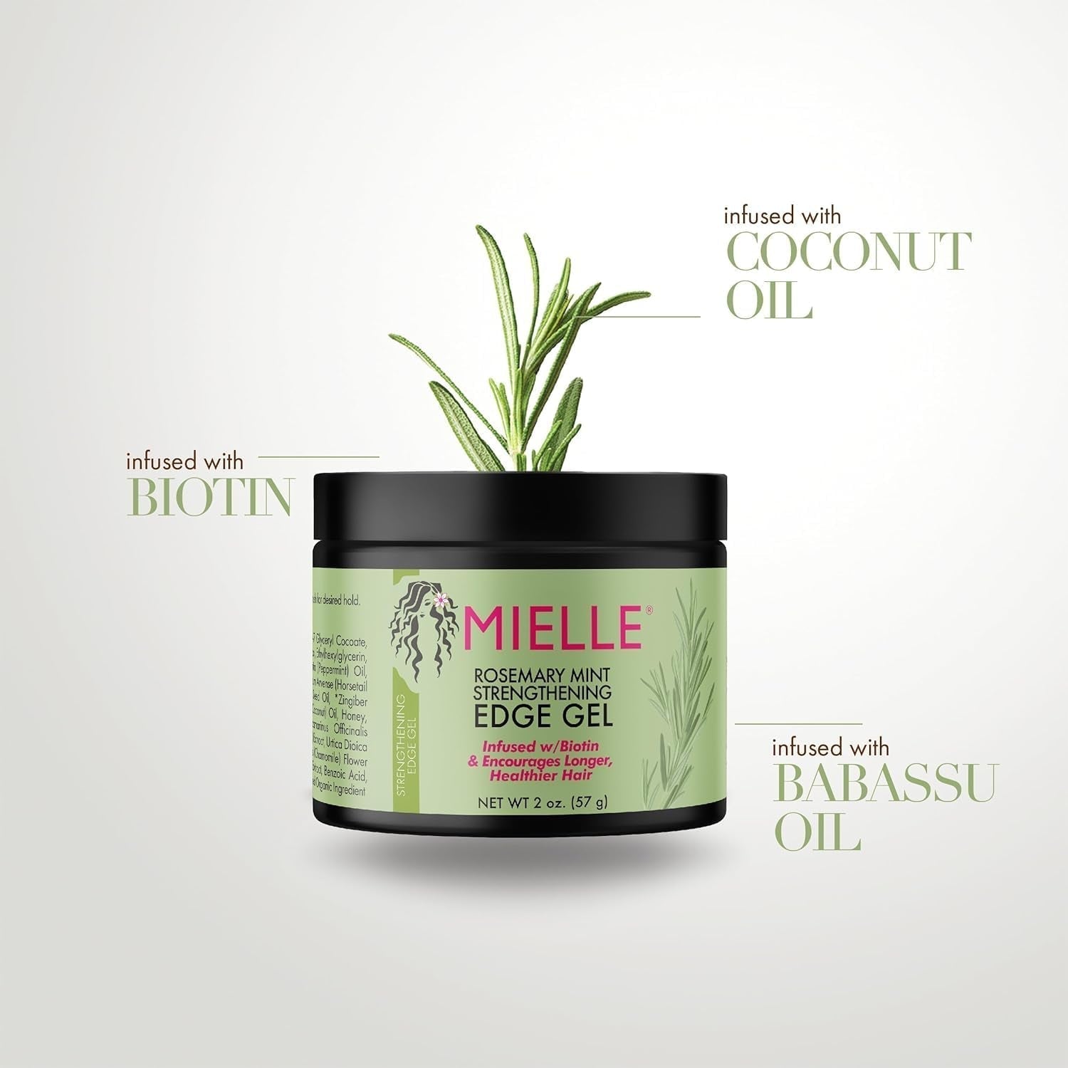 Rosemary Mint Strengthening Edge Gel, Biotin & Essential Oil Hair Styling Treatment, 2 Ounces