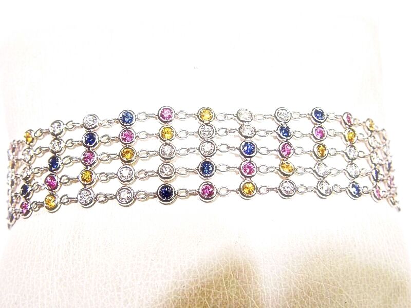 1.40 CT ROUND SHAPE DIAMOND 2.72 CT ROUND SHAPE MULTI COLOR SAPPHIRE BRACELET
