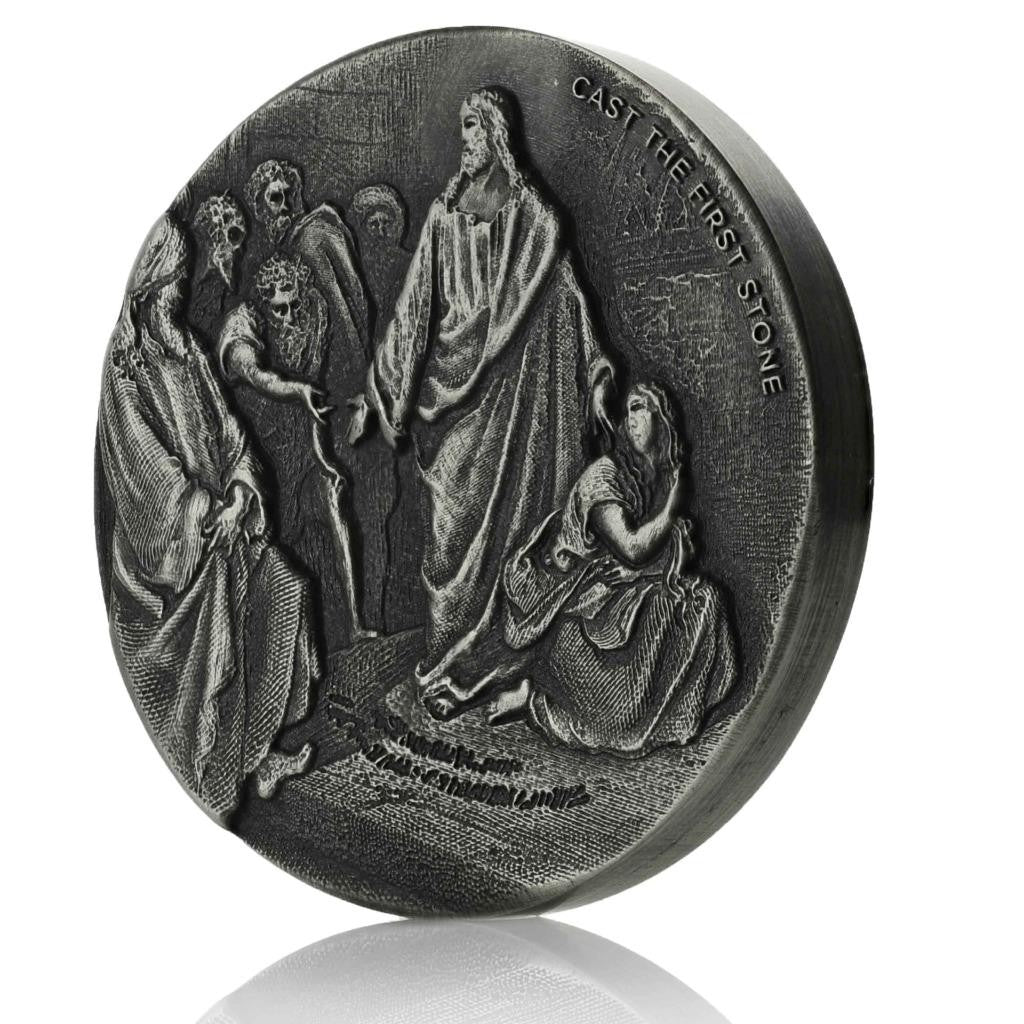 2019 2 Oz .999 Silver Coin - Cast the First Stone - Biblical Coin Series #A493