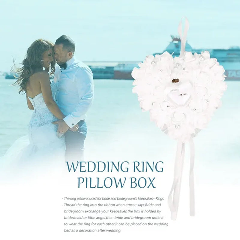 Wedding Favors Rose Heart Shaped Design Ring Box Pillow Cushion Case Holder Gift