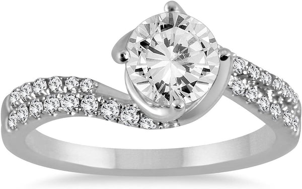 AGS Certified 1 1/5 Carat TW Diamond Engagement Ring in 14K White Gold (I-J Color, I2-I3 Clarity)