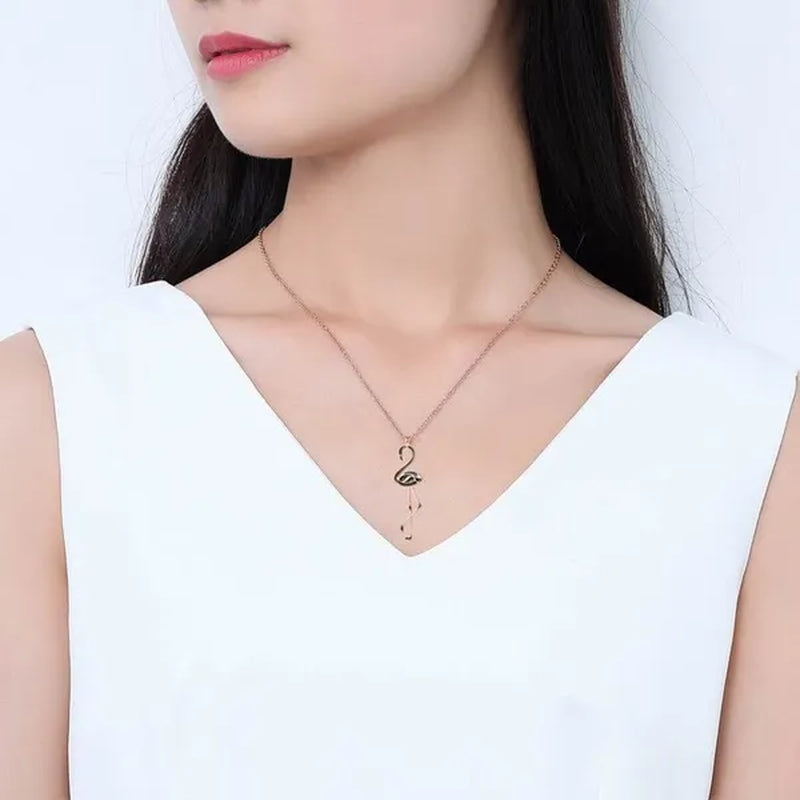 Romantic Elegant Engagement Wedding Linkchain Animal Shape Flamingo Pendant Necklace