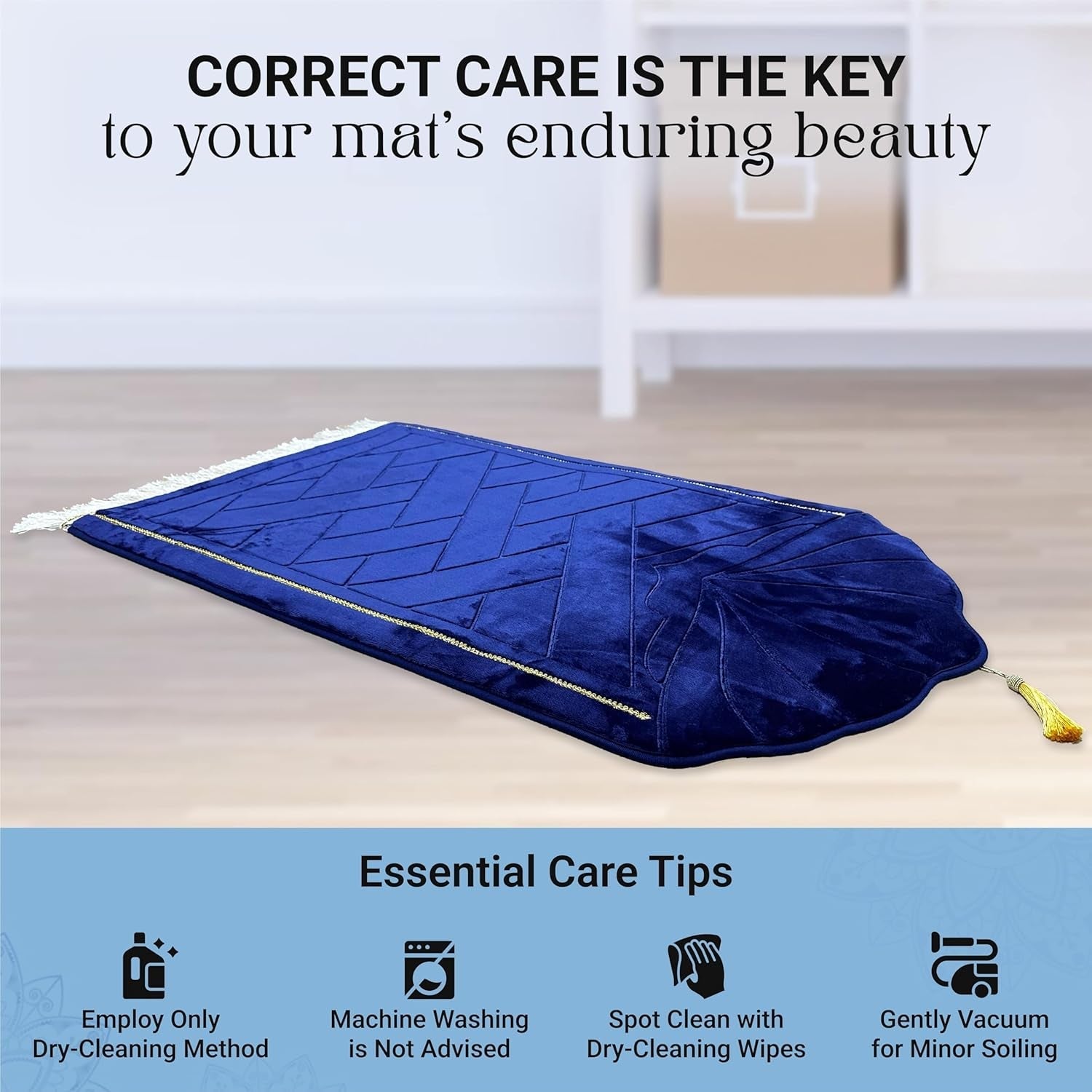 Cloud Muslim Prayer Rug - Travel Thick Prayer Mat, Blue Soft Praying Mat, Memory Foam Praying Mat for Kids or Men and Women, Islamic Gifts for Eid Mubarak, Ramadan Decorations for Home