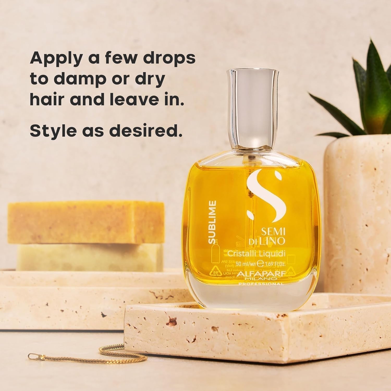 Semi Di Lino Sublime Cristalli Liquidi Hair Oil Serum with Thermal Protection - anti Frizz Hair Serum & Smoothing Heat Protectant Spray with Vitamin E for Frizzy Hair (0.51 Oz / 15 Ml)
