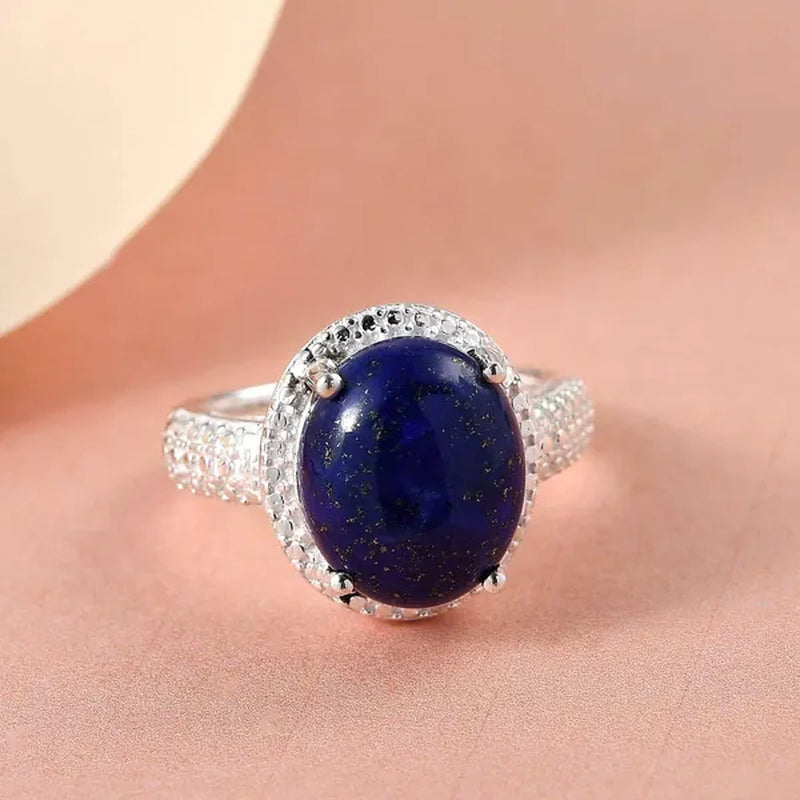 925 Sterling Silver Lapis Lazuli Crystal Chakra Reiki  Ring for Women Jewelry Gifts for Women Birthday Gifts for Women