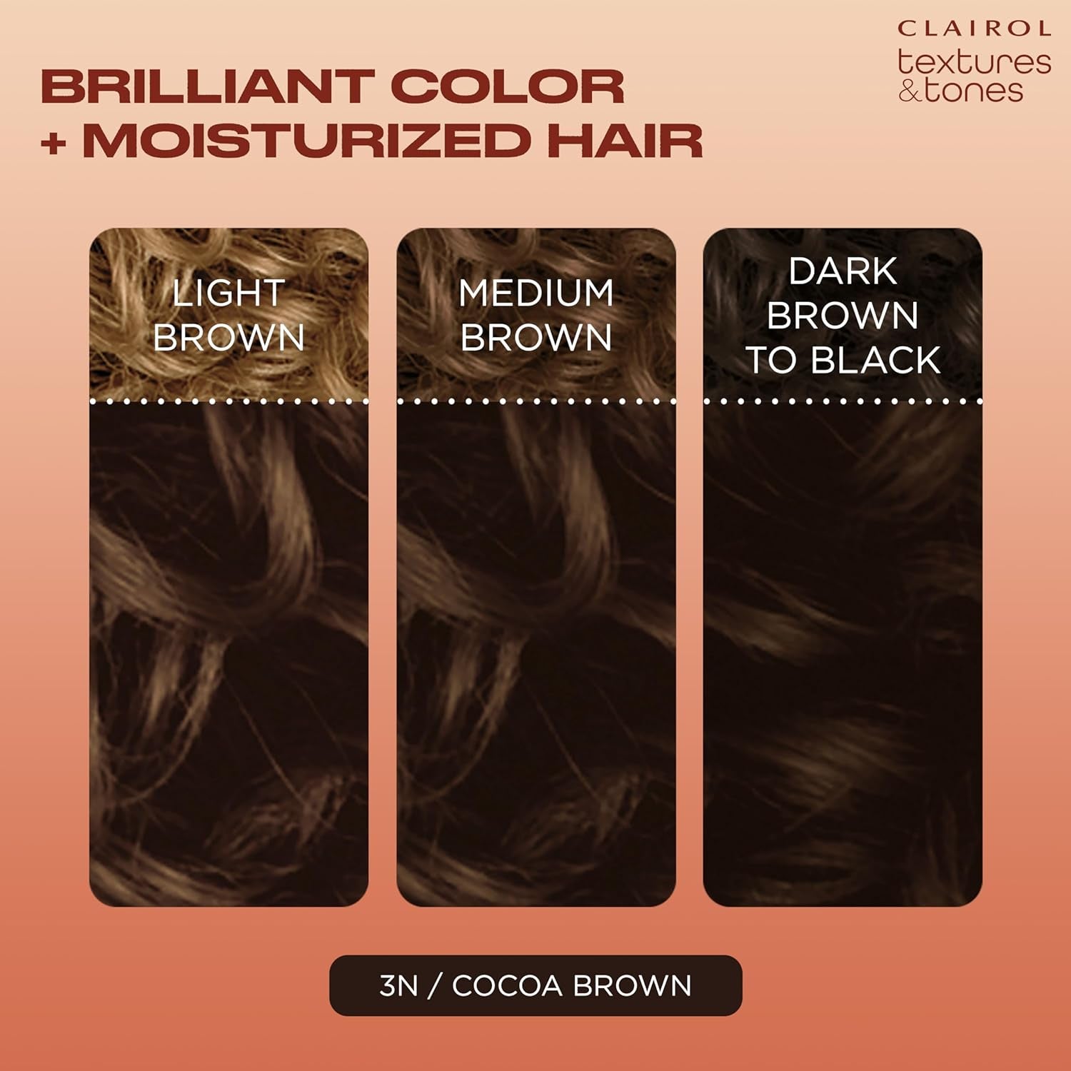 Textures & Tones Permanent Hair Dye, 3N Cocoa Brown Hair Color, Pack of 1
