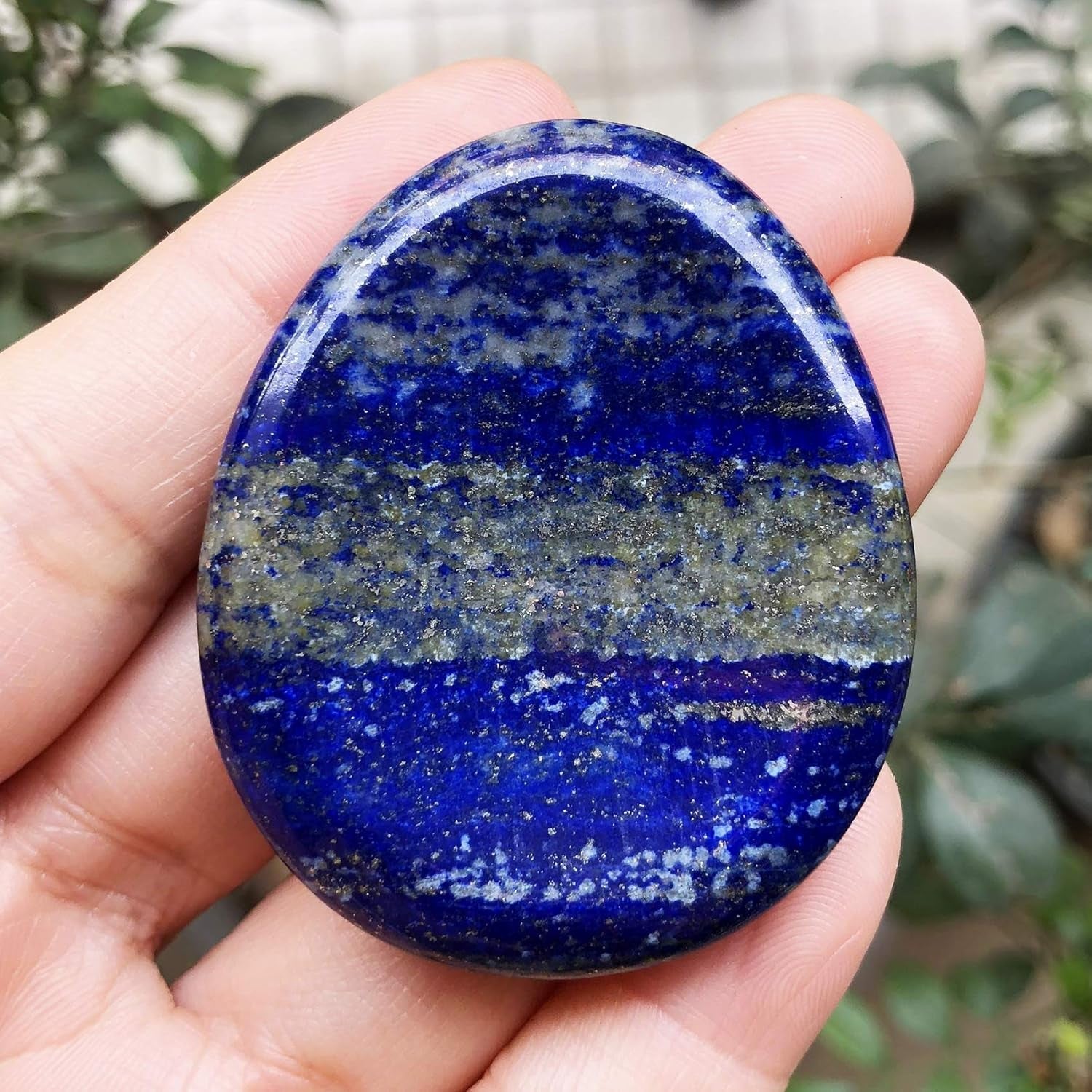 Natural Lapis Lazuli Crystal Thumb Worry Stone, Hand Carved Healing Crystal Teardrop Pocket Stones for Anxiety Stress Relief Meditation
