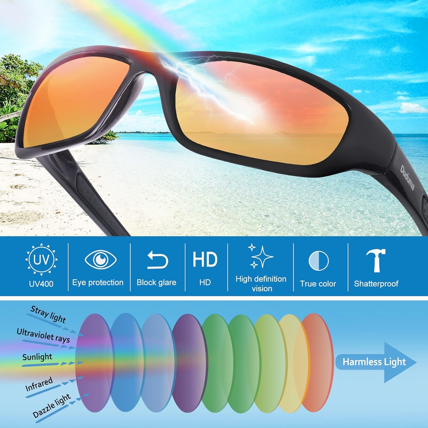 Sports Polarized Sunglasses for Men Women Baseball Cycling Golf Fishing Sun Glasses UV Blocking Tr8116