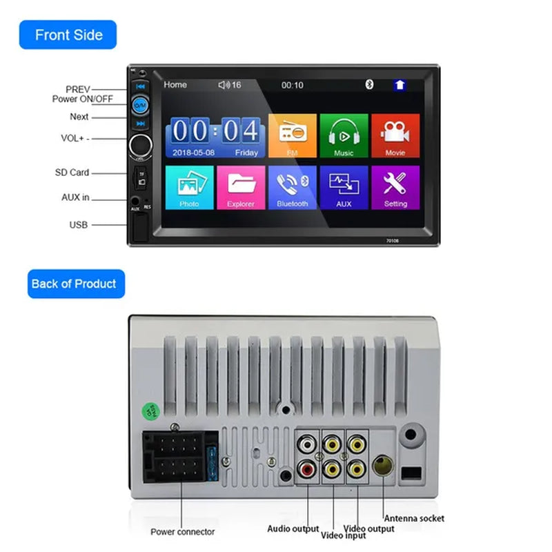 NEW Upgrade 2Din 7" HD Autoradio Bluetooth Car MP5 Player Car Radio Build-In FM AUX USB SD Function Support Mirror Link + Backup Camera(Optional)