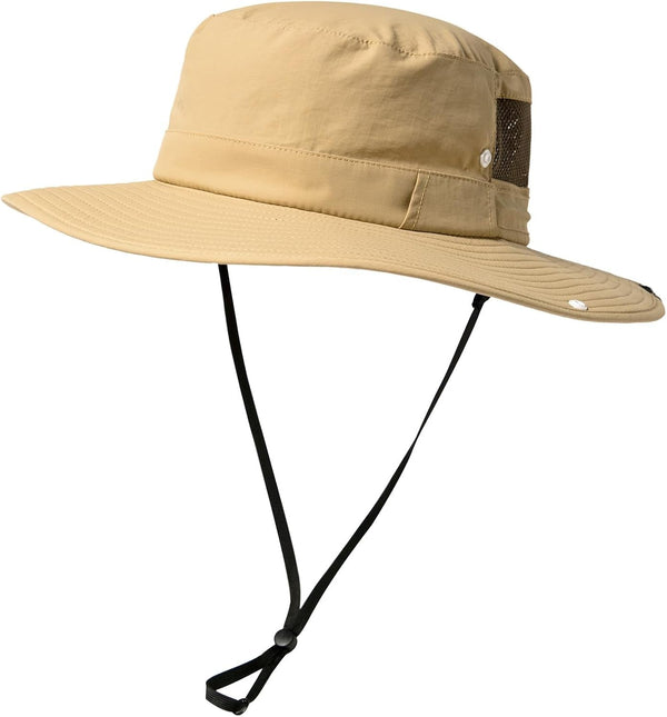 L/XL/XXL UV50+ Waterproof Wide Brim Bucket Sun Hat for Summer Fishing Hiking W/Detachable Strap & Vented Mesh