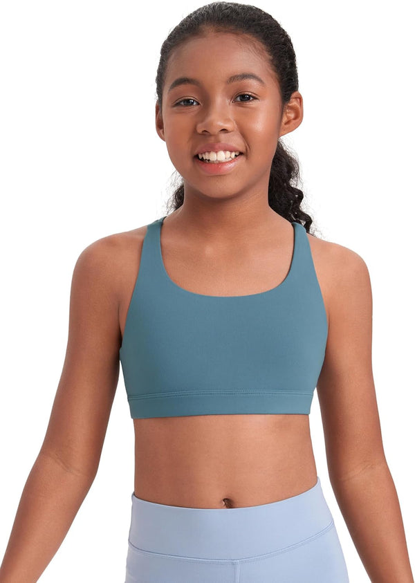 Girls Butterluxe Training Bra - Strappy Scoop Neck for Teens Kids Yoga Sports Comfort Dance Crop Top