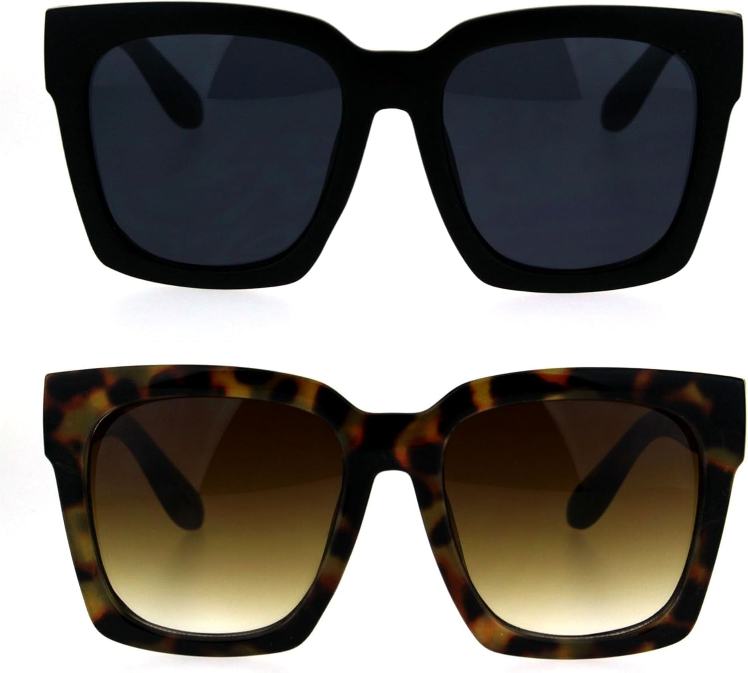 Womens Boyfriend Style XXL Oversize Horned Rim Thick Plastic Sunglasses