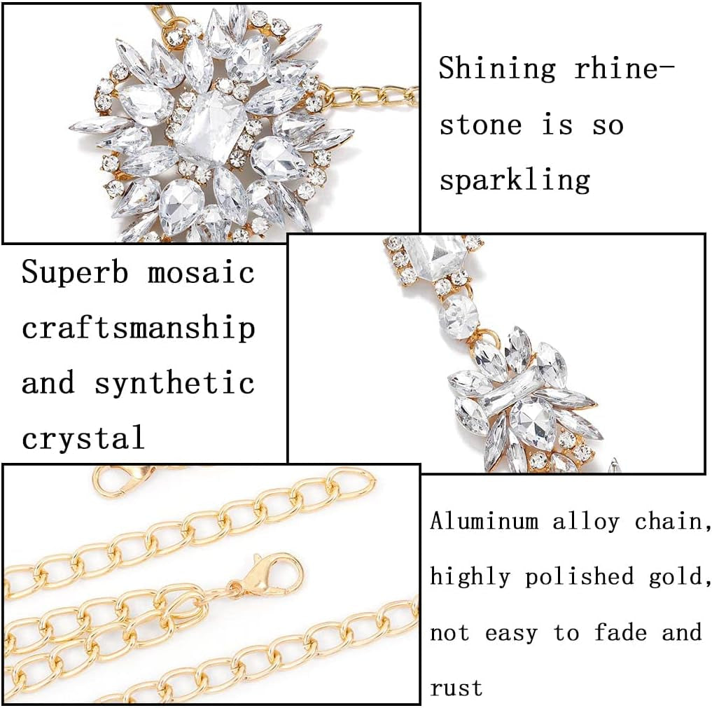 Boho Rhinestone Statement Chest Chain Crystal Necklace Body Chain Summer Beach Body Jewelry Accessories for Women