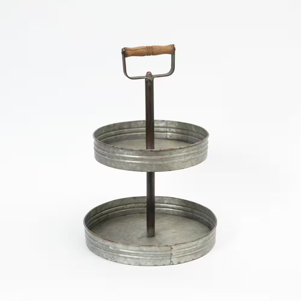 Tiered Grey Metal Tray