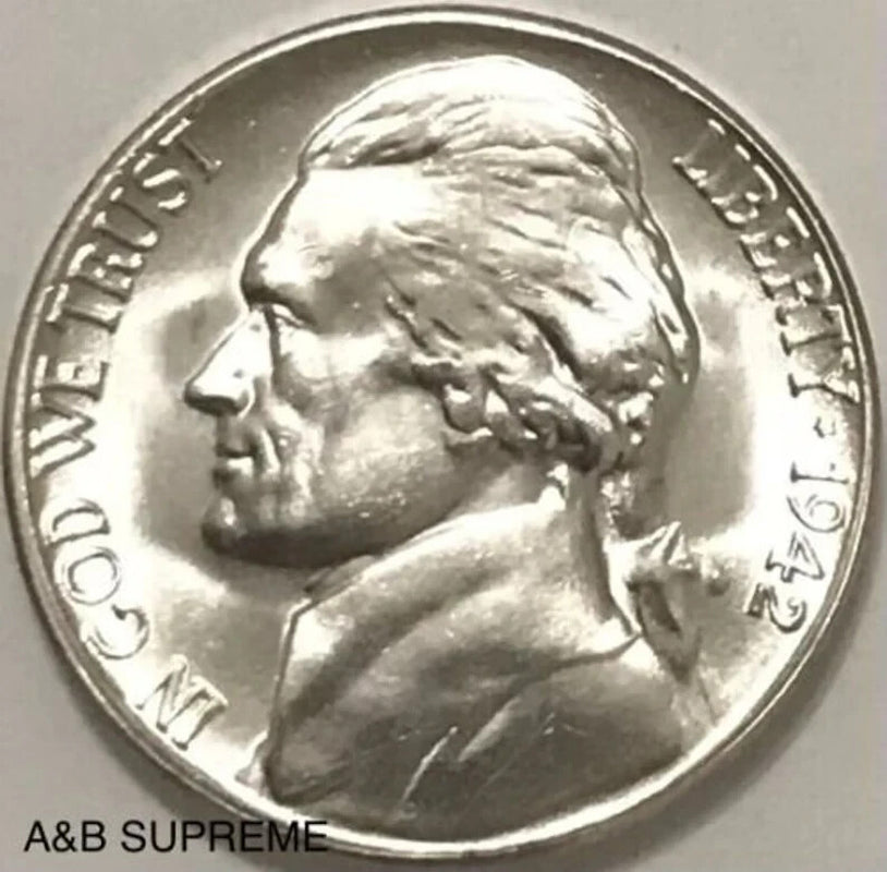 (1) 1942-1945 Jefferson War Nickel from OBW Roll Estate CH-GEM Bu Unc 35% Silver