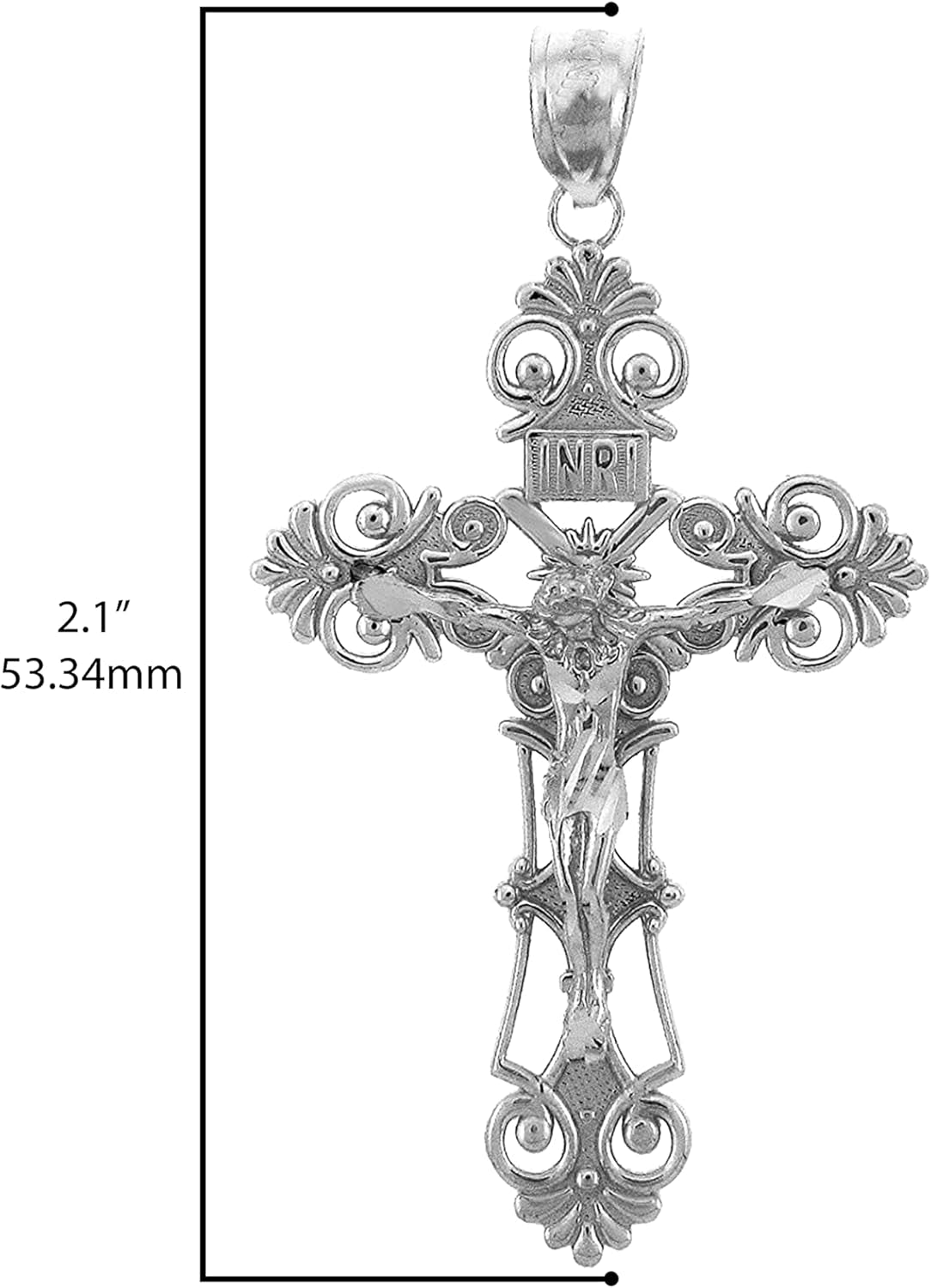 Religious Jewelry 925 Sterling Silver Floral Cross Charm Budded Crucifix Pendant Necklace