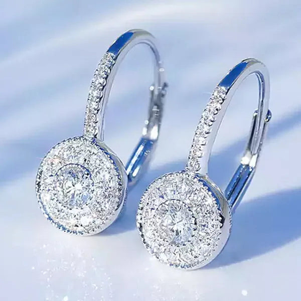Trendy 925 Sterling Silver Micro Pave Diamond Drop Earring for Women Romantic Engagement Wedding Jewelry Lover Birthday Gift