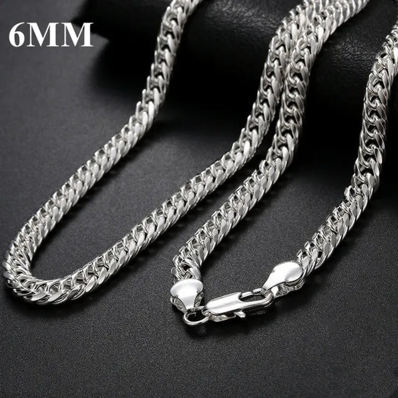 High Quality Exquisite Men Solid Heavy 925 Sterling Silver Smooth Necklace Bracelet Curb Chain Jewelry Set Gifts