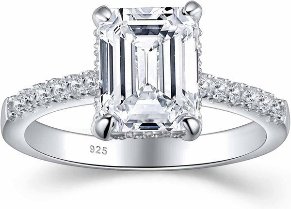 SHELOVES 3 Carat Emerald Cut Engagement Rings AAAAA White Cz 925 Sterling Silver Wedding Band 4-13