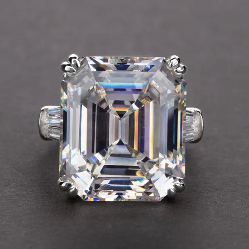 Luxury Silver Plated Created Pink White Sapphire Square Cut Diamond Wedding Engagement Cocktail Women Moissanite Rings Fine Jewelry
