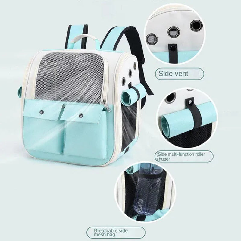 Pet Carrier Backpack Small Medium Dogs Cats Large Space Fits Up To 20 Lbs Pets Foldable Backpack Safety Lock Zipper Breathable Mesh Travel Hiking