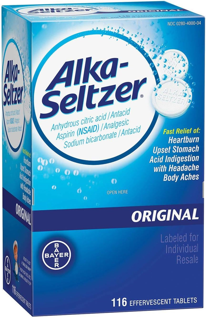 Alkaseltzer Original Effervescent Antacid Tablets 116Ct (2 Pack)