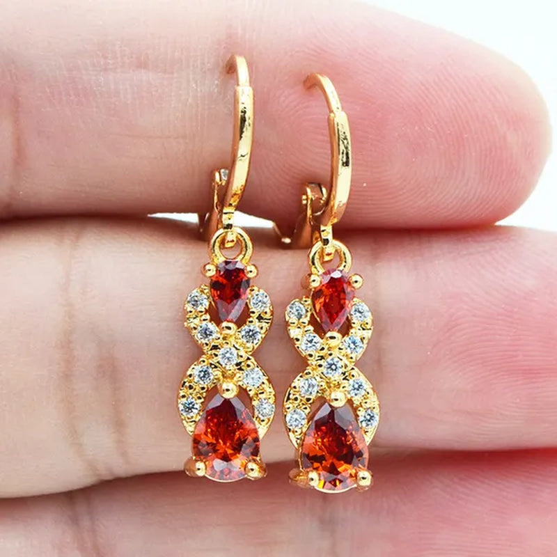 Women Purple Cubic Zirconia CZ Teardrop Earrings Jewelry