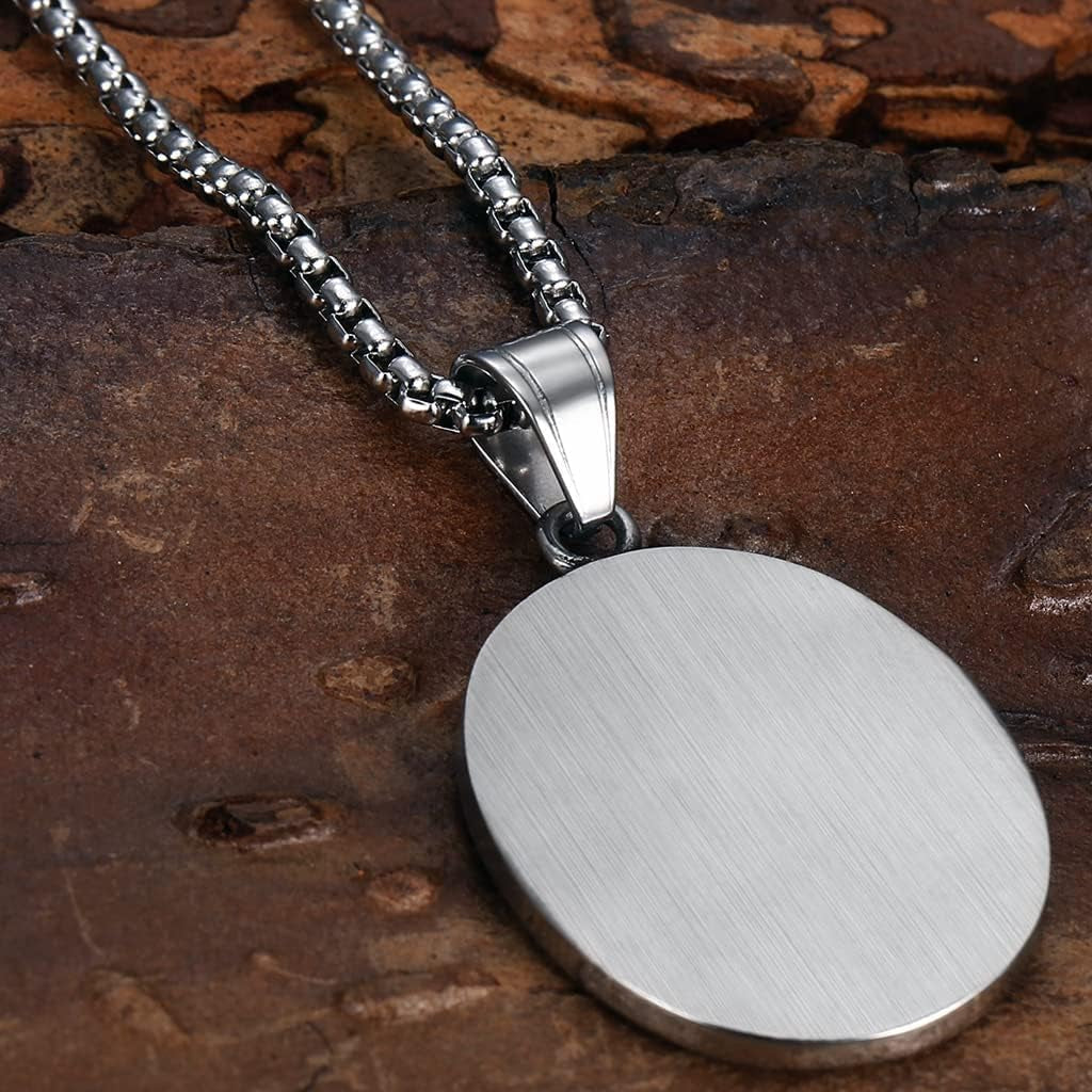 Retro Vintage Stainless Steel Saint Christopher Protect Us Holy Cross Religious Pendant Necklace