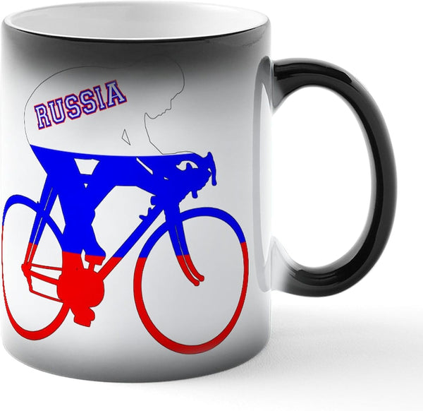 Russian Cycling Ceramic Magic Mug Coffee, Tea Cup 11 Oz