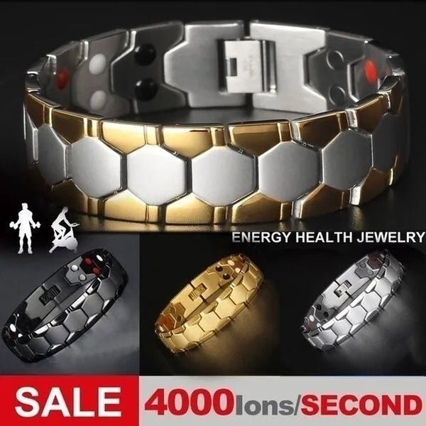 Hot sale! 2020 New Black Mens Energy Bracelet 4000 Gauss Titanium Magnetic Health 4 In 1 Bracelet Bio Therapy Fashion Stainless Steel Bracelet Pulsera De Energía