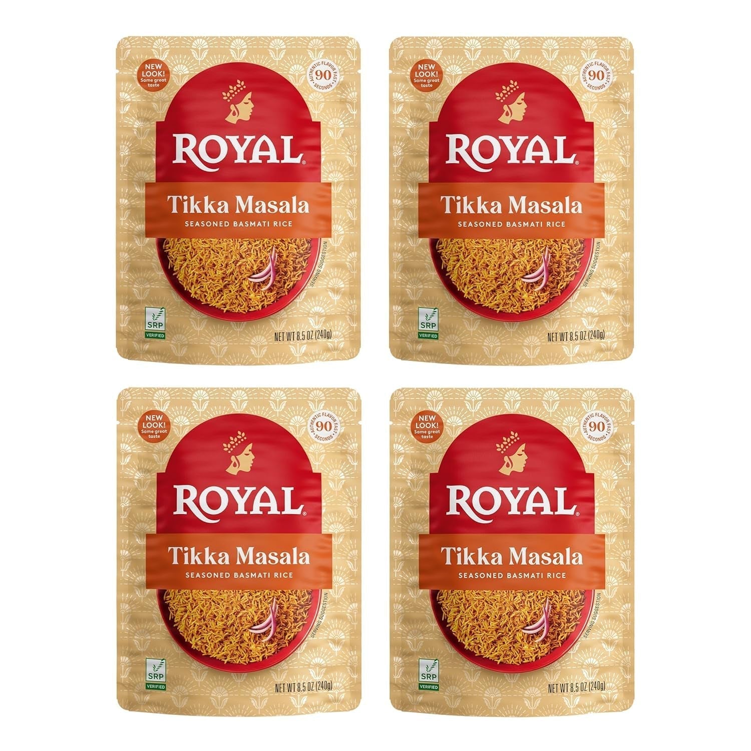 Tikka Masala Basmati Rice - Ready to Heat Basmati Rice - (4 Pack) 8.5 Oz Microwaveable Pouch