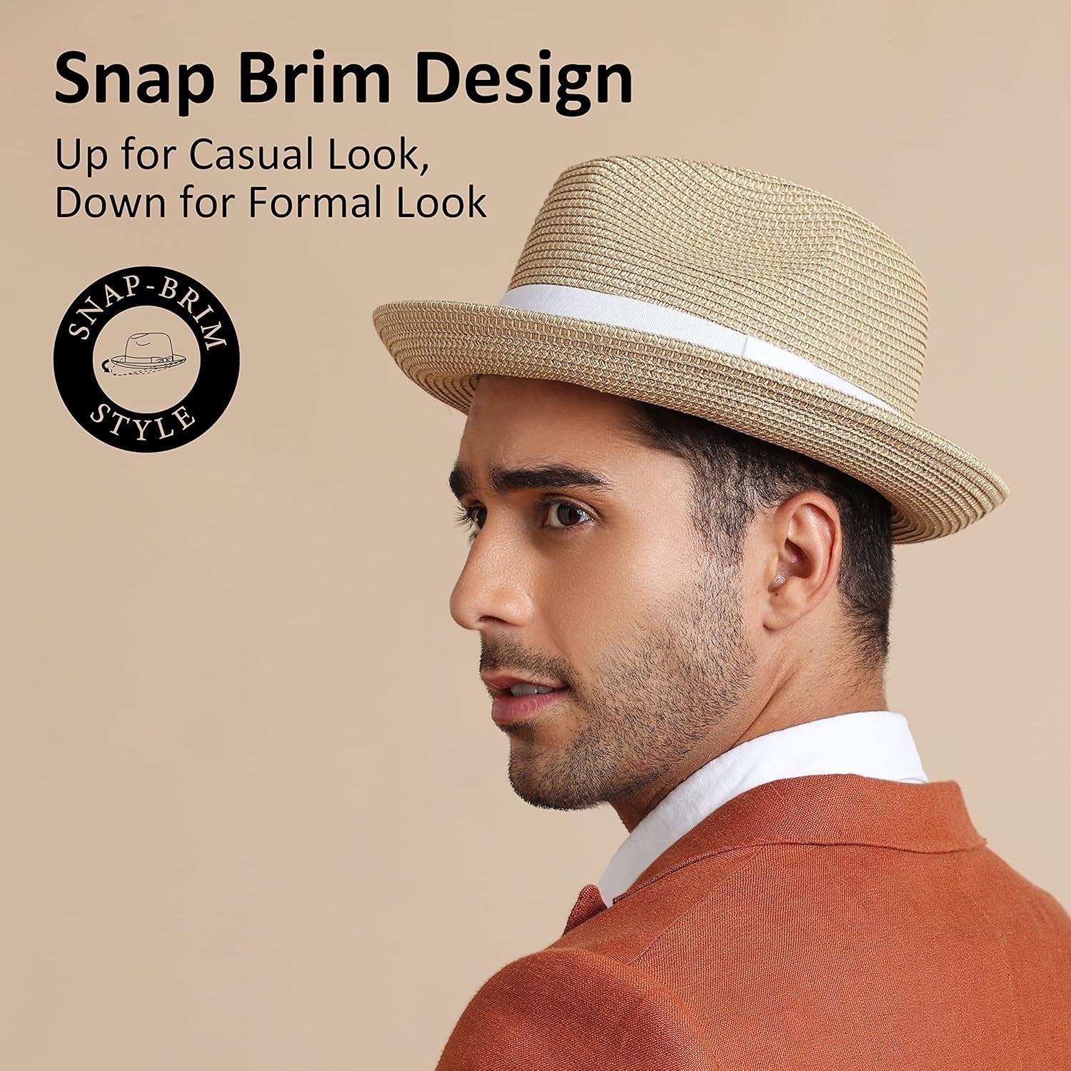 Men'S Straw Fedora Sun Hats