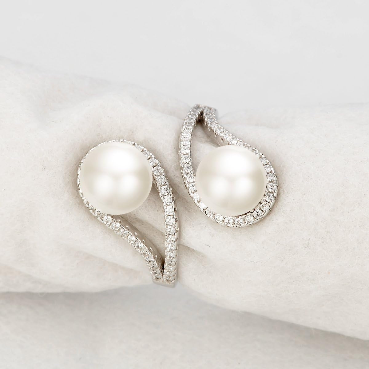 925 Sterling Silver CZ 9MM AAA Freshwater Cultured Pearl Teardrop Engagement Adjustable Ring