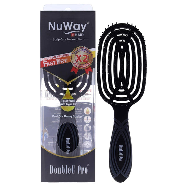 ® Doublec PRO® U.S. Patented Double Curved Detangling Brush Is Hair Dryer Safe (Black)