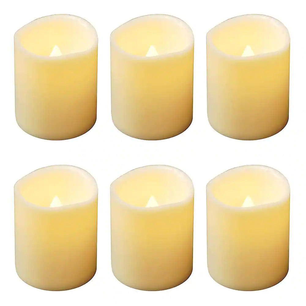 LED Amber Battery Operated Mini Pillar Candles Set of 6