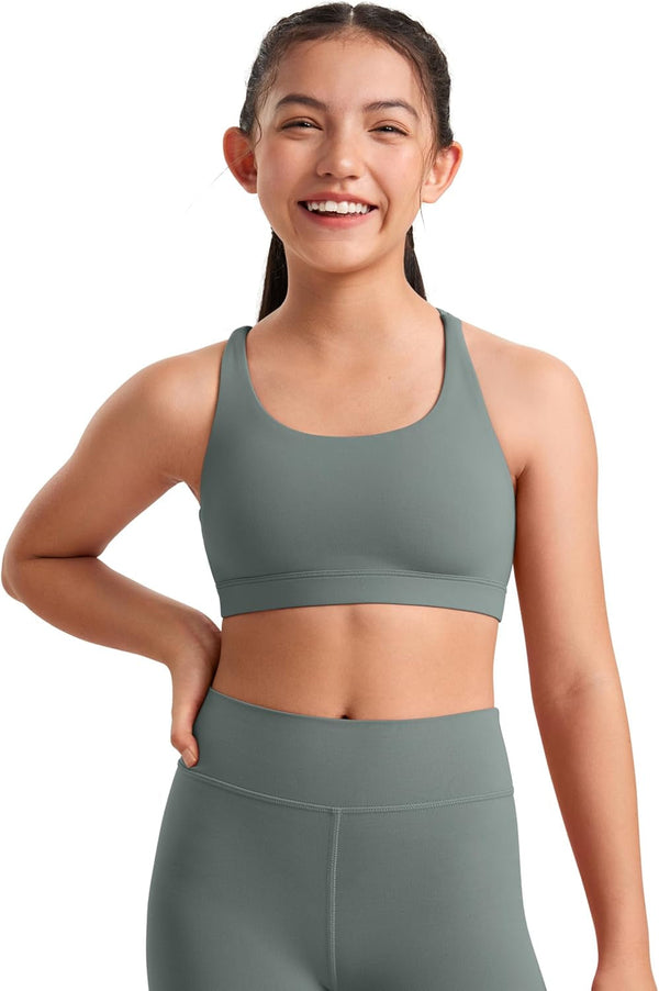 Girls Butterluxe Training Bra - Strappy Scoop Neck for Teens Kids Yoga Sports Comfort Dance Crop Top